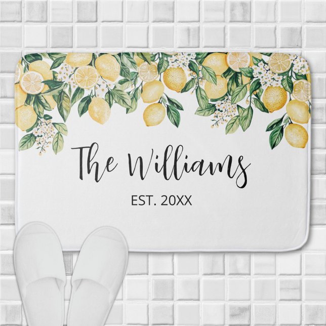 Tapete De Banheiro Árvore de limão amarela monograma (In situ)