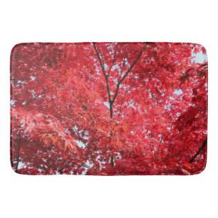 Tapete De Banheiro Árvore de Mapeamento Japonês Vermelho Brilhante