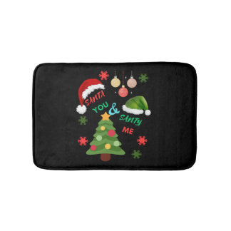 Tapete De Banheiro Árvore de Natal com chapéu de Papai Noel