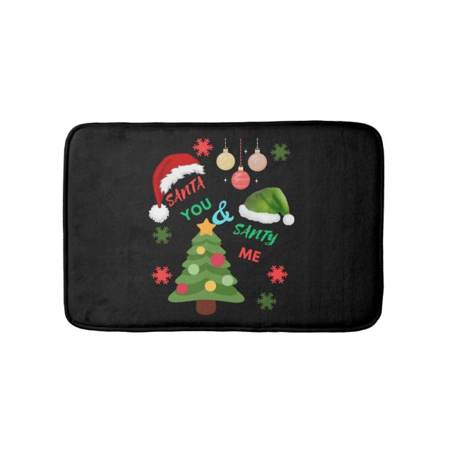 Tapete De Banheiro Árvore de Natal com chapéu de Papai Noel (frente)