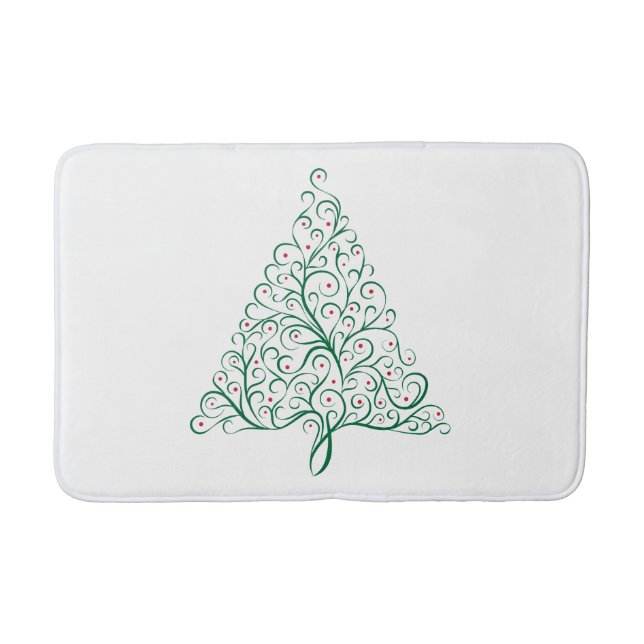 Tapete De Banheiro Árvore de Natal da Caligrafia Vermelha e Verde (Frente)