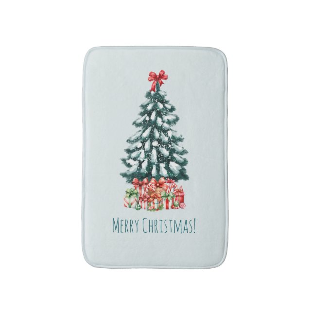 Tapete De Banheiro Árvore de Natal Elegante e Nevada (Frente Vertical)