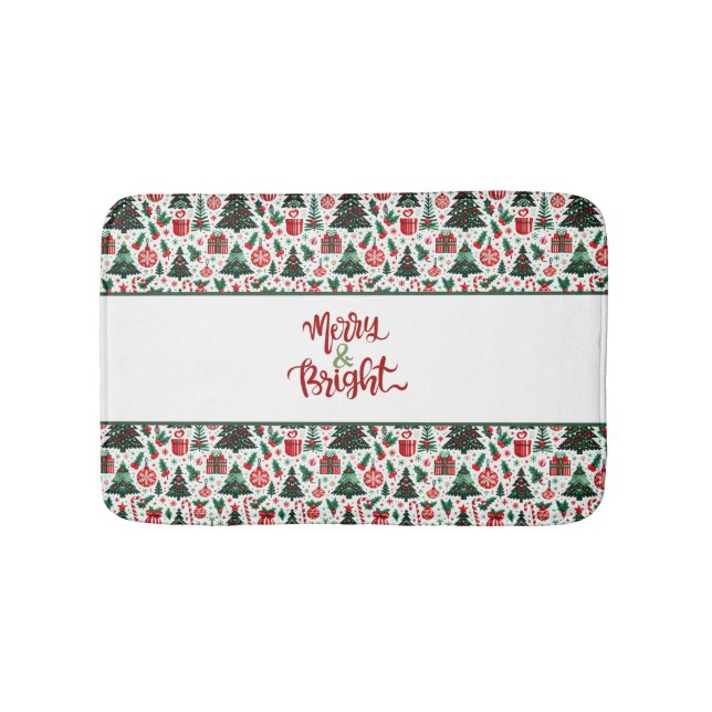 Tapete De Banheiro Árvore de Natal, presentes, cana doce (frente)