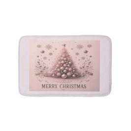 Tapete De Banheiro Árvore de Natal Rosa Feliz Natal