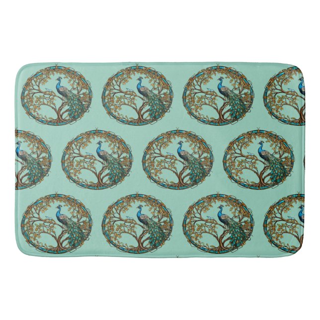 Tapete De Banheiro Árvore de outono de Pavão de Vidro Estreito (Frente)