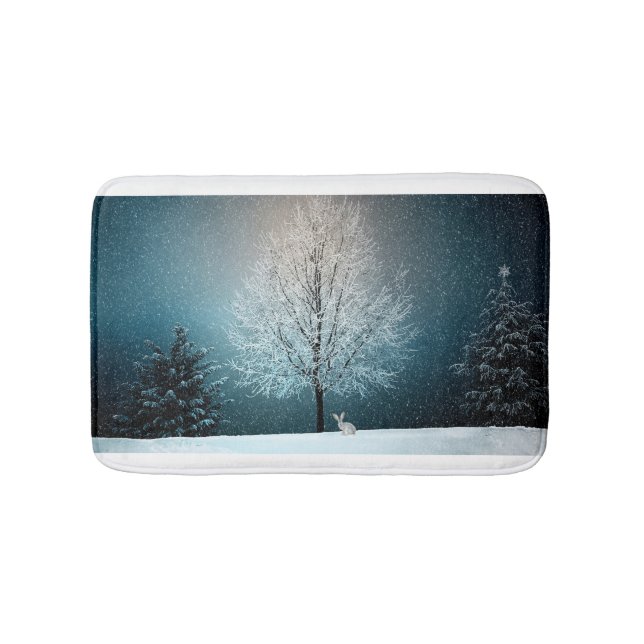 Tapete De Banheiro Árvore gelada à noite (frente)