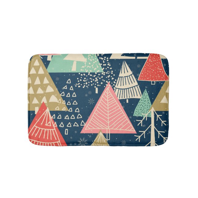 Tapete De Banheiro Árvores De Natal Ilustração Festiva Sem Olhos. (frente)