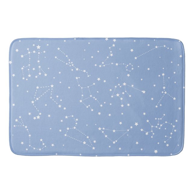 Tapete De Banheiro Astrology Pastel Blue White Stars Constellation (Frente)