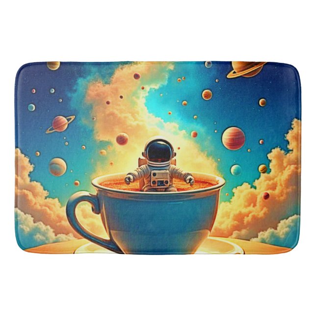 Tapete De Banheiro Astronaut's Coffee Cosmos Journey (Frente)