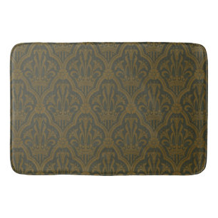 Tapete De Banheiro Audsley Vintage Gold Lírio Crown Verde Damask Arte
