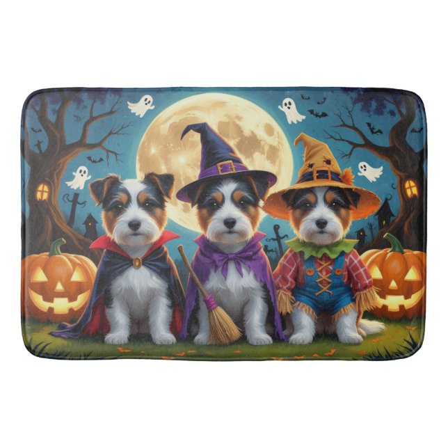 Tapete De Banheiro Australiano Terrier Dogs Pumpkin Halloween Engraça (Frente)