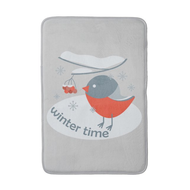 Tapete De Banheiro Ave-de-toucinho e bagas-de-corda-vermelha (Frente Vertical)