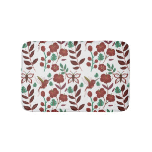 Tapete De Banheiro Aves e borboletas, sem costura, de tipo floral