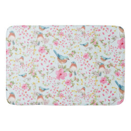 Tapete De Banheiro Aves e Flores primavera        