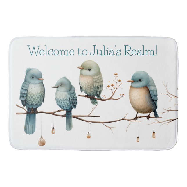 Tapete De Banheiro Aves Whimsical em Ramificações de Elegância Eterno (Frente)