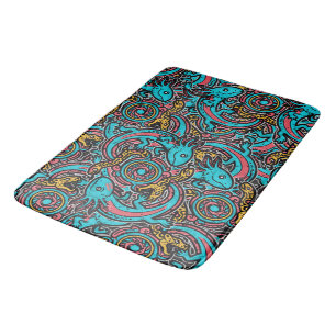 Tapete De Banheiro Axolote Azteca Xolotl Padrão Tribal mitologia boho