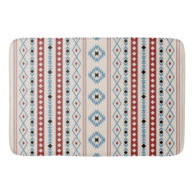 Tapete De Banheiro Aztec Blue Black Cream Mixed Motifs V Pattern (Frente)
