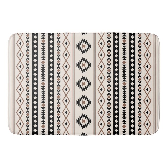 Tapete De Banheiro Aztec Brown Black Cream Mixed Motifs Pattern Beach (Frente)