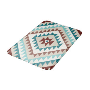 Tapete De Banheiro Aztec Diamond Motif Design Teals Creams Browns