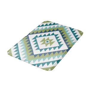 Tapete De Banheiro Aztec Diamond Motif Design Teals Limão Blue White