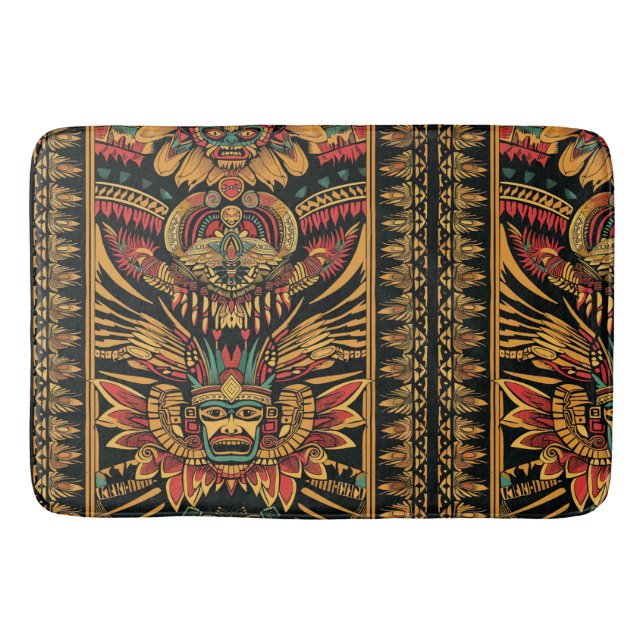 Tapete De Banheiro "Aztec Dream" Suave Ciano Plush Bath Mat (Frente)
