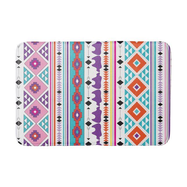 Tapete De Banheiro Aztec Índio Tribal Pattern Geométrico Bath Mats (Frente)