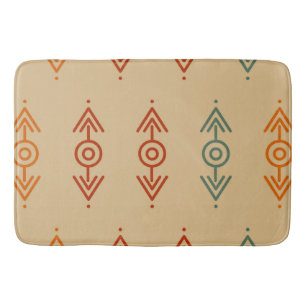 Tapete De Banheiro Aztec Tribal Azul Geométrico E Southwester Laranja
