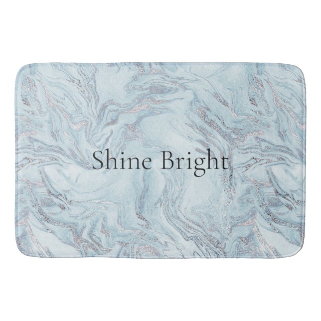 Tapete De Banheiro Azul Aqua Silver Marble (Frente)