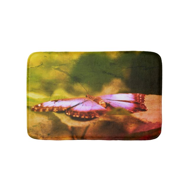 Tapete De Banheiro Azul Borboleta Natureza Abstrato (frente)