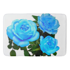 Tapete De Banheiro Azul-branco Elegante rosas azuis-florais