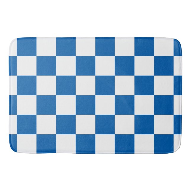 Tapete De Banheiro Azul Checkered (Frente)