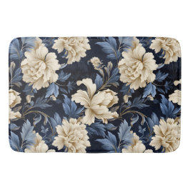 Tapete De Banheiro Azul Creme Floral Moderno