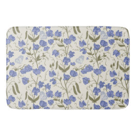 Tapete De Banheiro Azul de ervilha doce e design de cottagecore creme