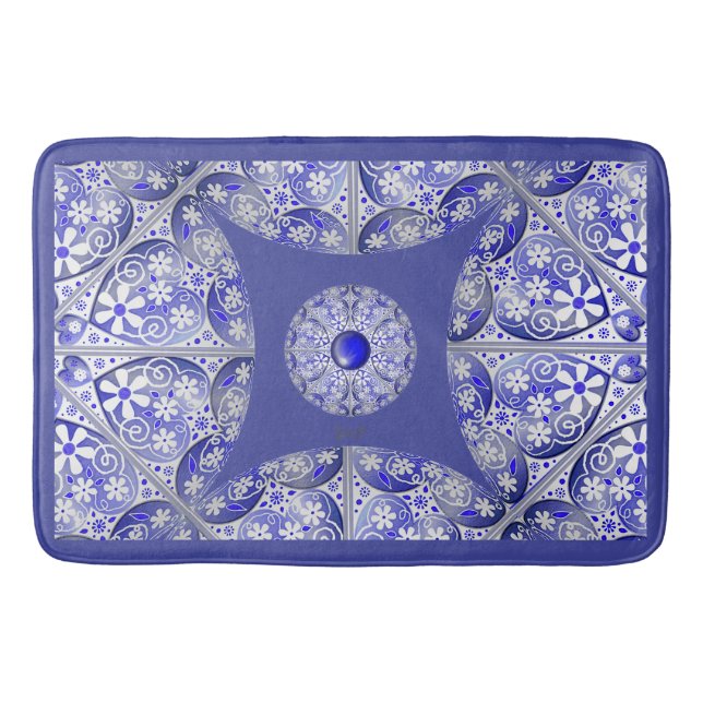 Tapete De Banheiro Azul de rendas cerâmicas de Grécia (Frente)