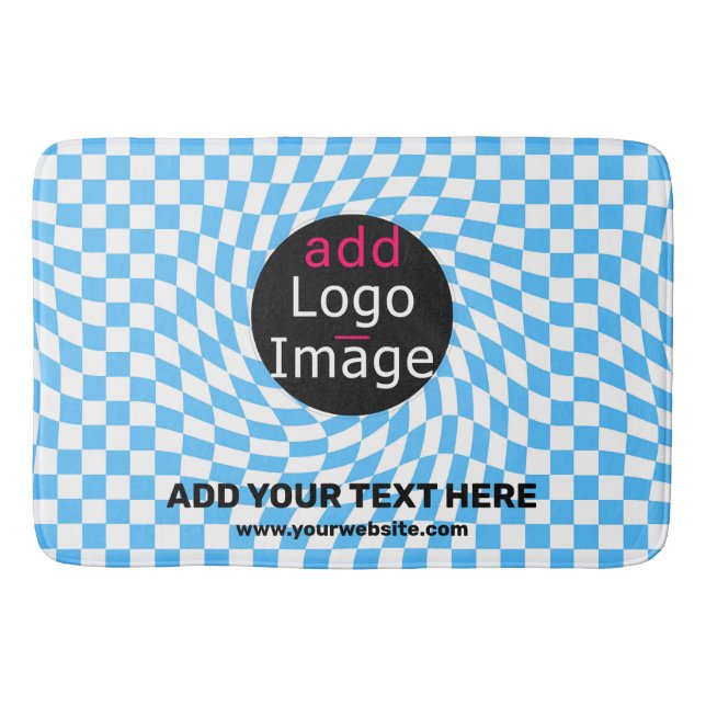 Tapete De Banheiro Azul do Verificador Comercial Personalizado Modern (Frente)