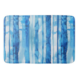 Tapete De Banheiro Azul e branco de aquarela com risca