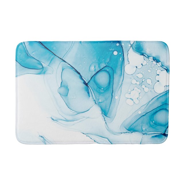 Tapete De Banheiro Azul elegante marcado (Frente)