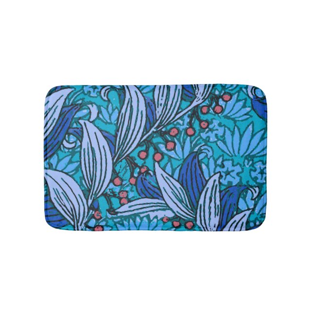 Tapete De Banheiro Azul Floral Antiquado Boho Moderno (frente)