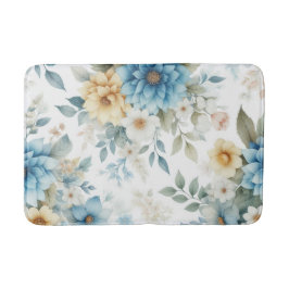 Tapete De Banheiro Azul Macio Floral