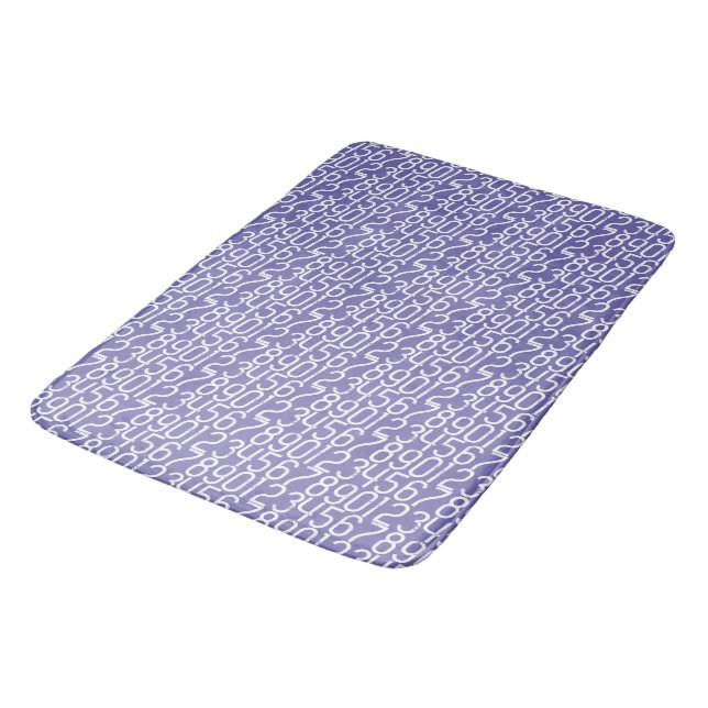 Tapete De Banheiro Azul-pervinca e branco. Números Matemática. (Angulado)