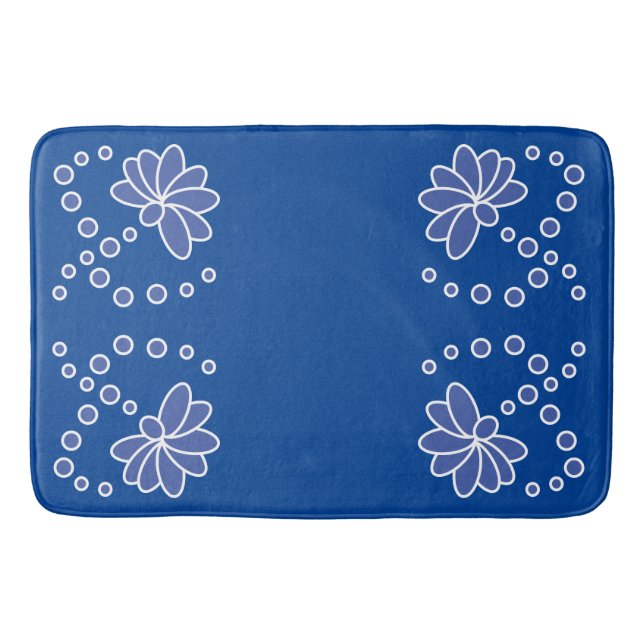 Tapete De Banheiro Azul Profundo e Flor Moderno Médio (Frente)