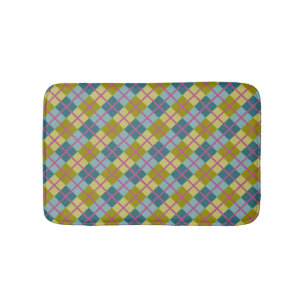 Tapete De Banheiro Azul Turquesa Dourado Amarelo Magenta Padrão