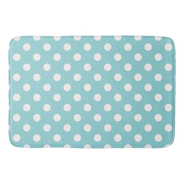 Tapete De Banheiro Azul Turquesa & Pontos Polka Brancos Ponto (Frente)
