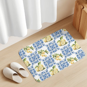 Tapete De Banheiro Azulejo Azul Francês País Padrão de Limão