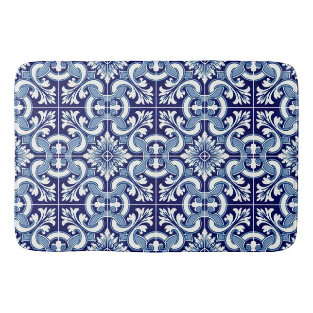 Tapete De Banheiro Azulejo azul português (Frente)