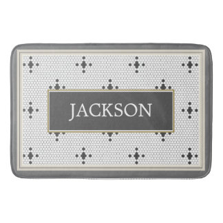 Tapete De Banheiro Azulejo Faux Hexagon, estrela de 4 pontas, Cinza d