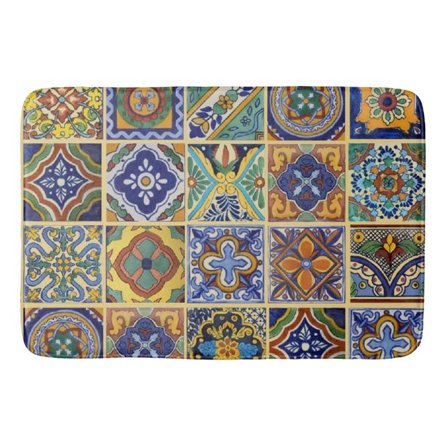 Tapete De Banheiro Azulejos Belos de Boho Talavera (Frente)