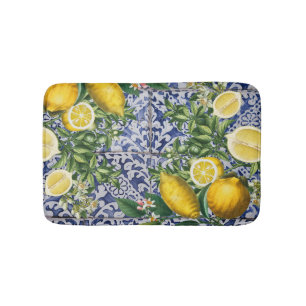 Tapete De Banheiro Azulejos de Verão de Portugal com limões mediterrâ