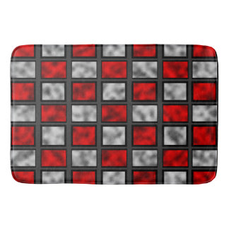 Tapete De Banheiro Azulejos de Vidro Cinza Vermelho