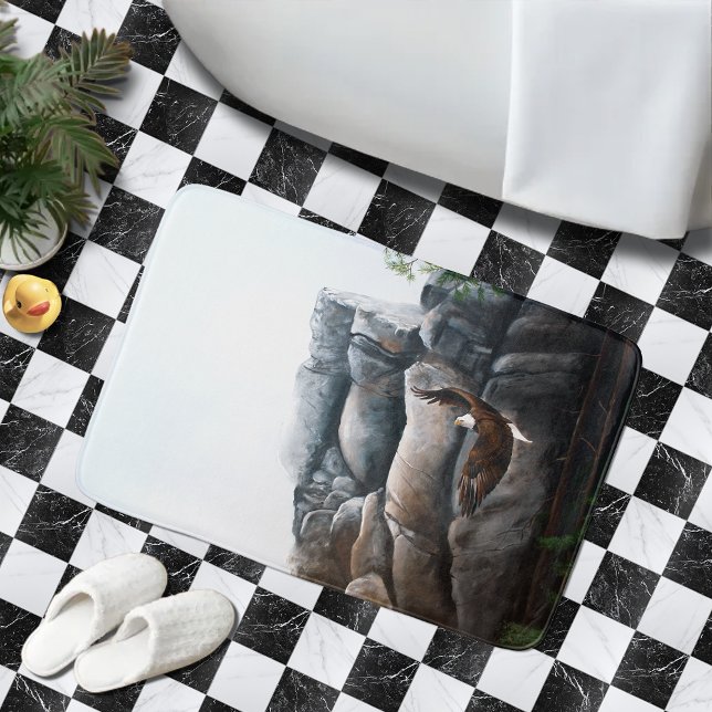 Tapete De Banheiro Bald Eagle Flight Rocks (Criador carregado)